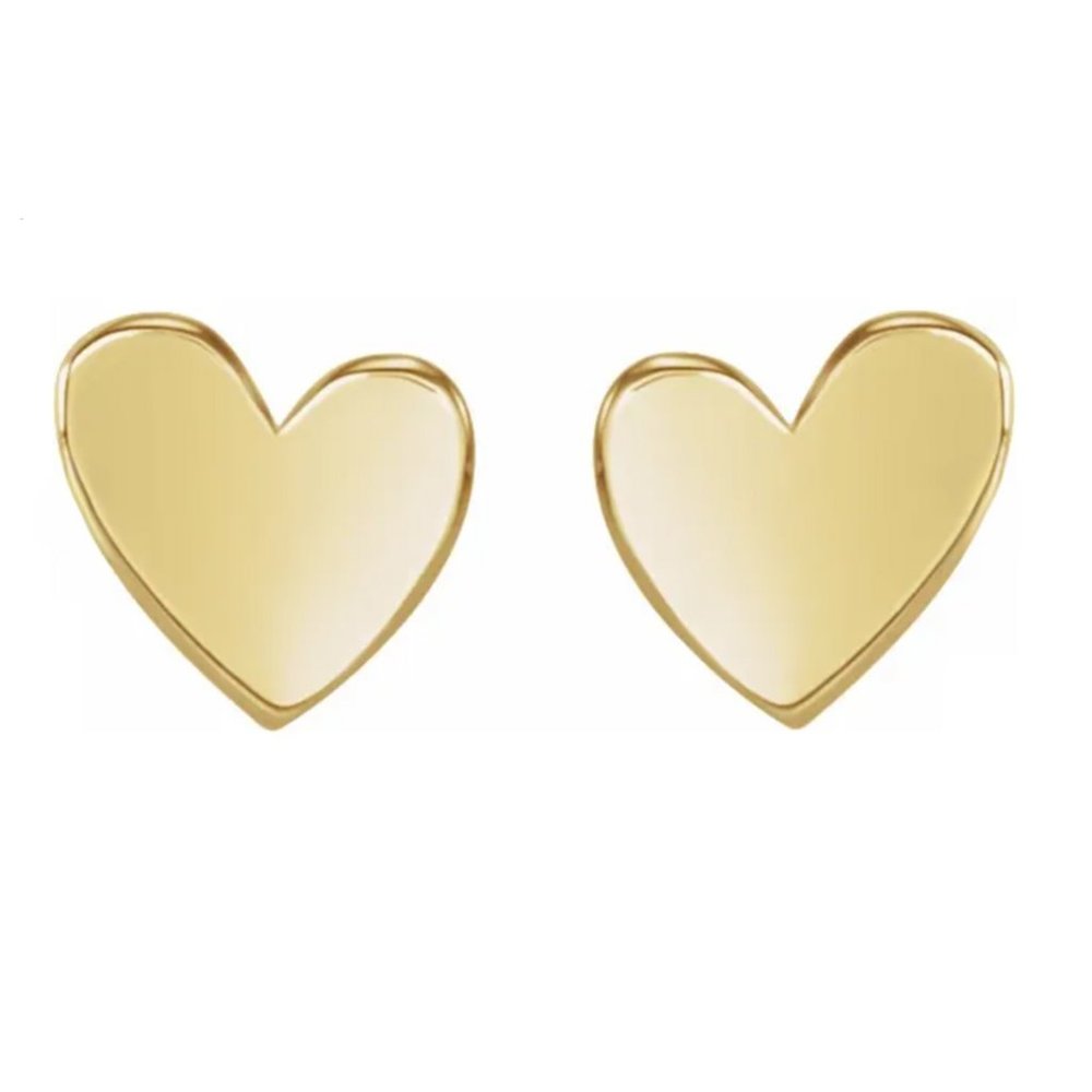 💛 14k Yellow Gold 6 mm Asymmetrical Heart Earrings
